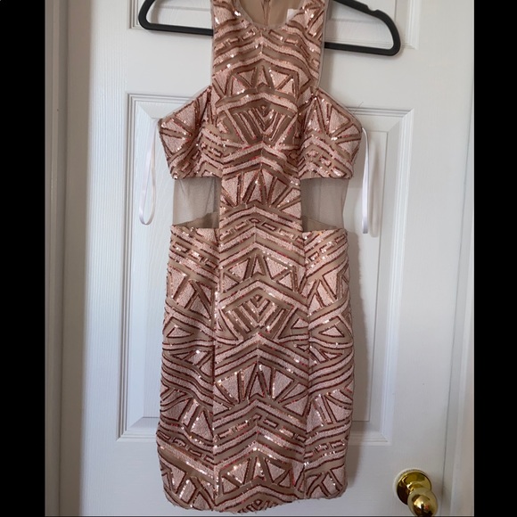 Pink Sequin Halter Dress - Picture 1 of 3